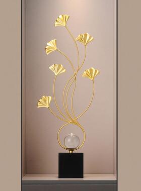 户玄关摆壁龛入银感杏叶件客厅电视柜装饰品小号铁艺高级搬家乔迁