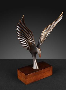 高档黄铜大鹏展翅图大展鹰宏客厅办公室领导高开档业桌面摆件礼物