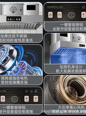 油烟净化一体机商用不锈钢排烟罩厨房设备饭店食堂带净化大吸力