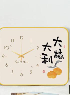 坐式钟表台式平安喜乐简约方形晶瓷静音钟表家用座钟台式桌面时钟