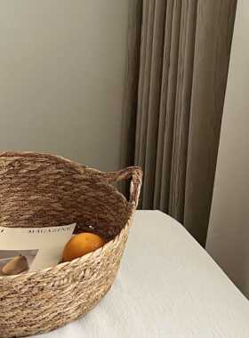 母婴博主拍摄道具ins风摄影摆件童装儿童氛围感搭配草编框编篮子