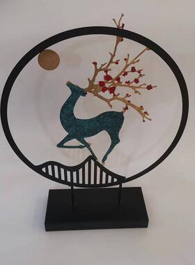 铁艺摆件 蝴蝶戏鹿 新婚礼品 家居装饰品 玄关工艺品