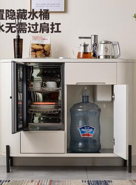 饮水机茶吧机家用置物柜2025新款带消毒实木轻奢餐柜智能一体柜