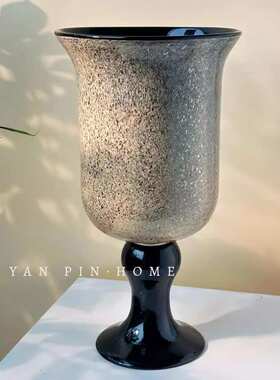 中古风高级感手工琉璃高脚风灯花瓶客厅插花装饰摆件复古餐桌花器