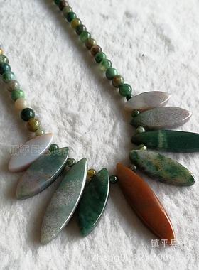 水草玛瑙项链 七彩玉项链塔链水草花玛瑙链子厂家