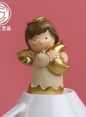 供应商4个小天使摆件套装室内桌面装饰生日礼物树脂工艺品