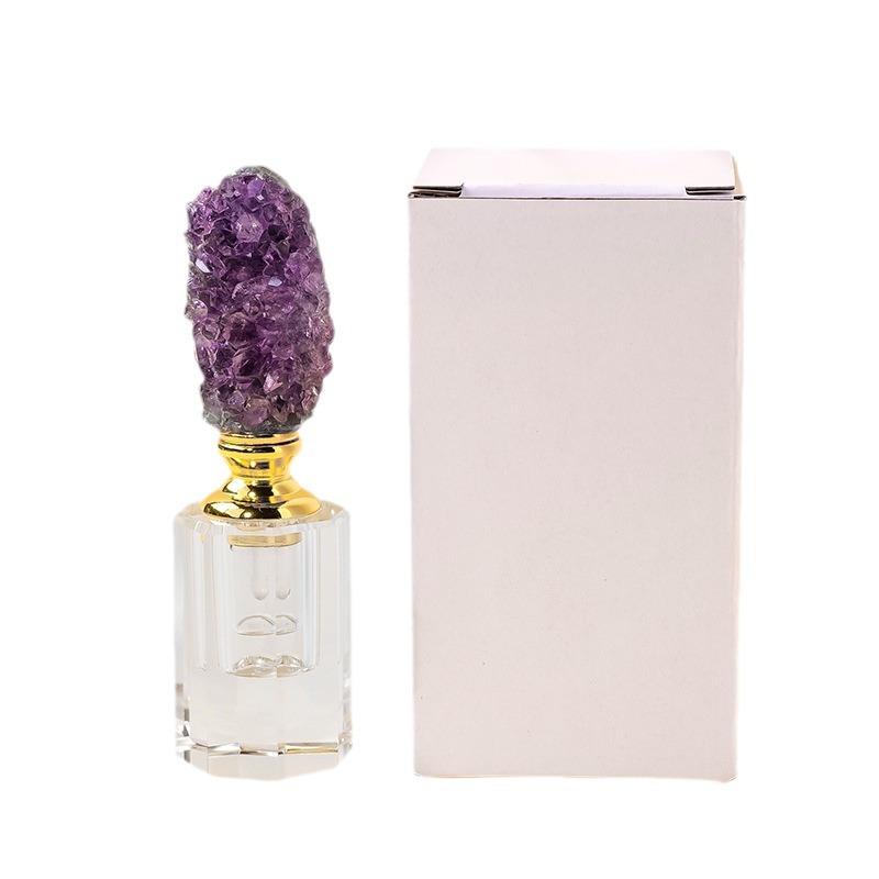 天然紫水晶簇水晶香薰精油瓶轻奢滴管香水分装瓶水晶工艺品-图3