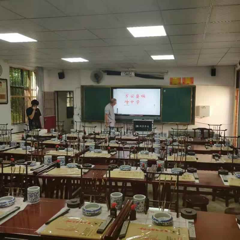 培训学校实木国学书桌中国风复古书法临摹榆木课桌椅画案古琴桌椅 - 图2