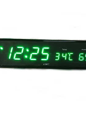LED CLOCK 插电LED挂钟电子闹钟带温度湿度计显示蓝色光绿色光