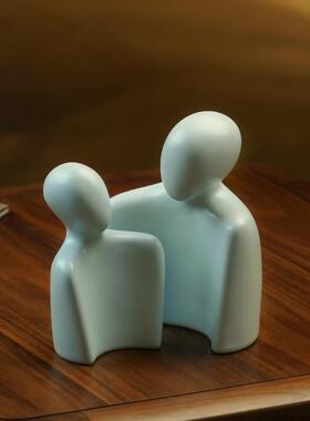 汝窑抽象人物摆件景德镇陶瓷客厅家居装饰品ins风轻奢艺术品汝瓷