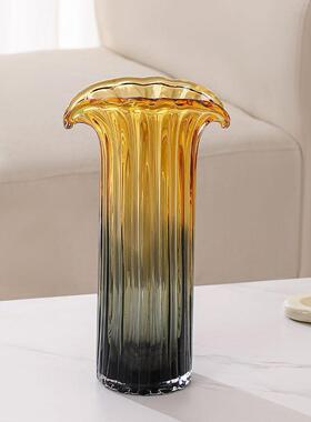 现代家居摆饰花瓶客厅插花轻奢样板间氛围感软装餐桌玻璃花器摆件