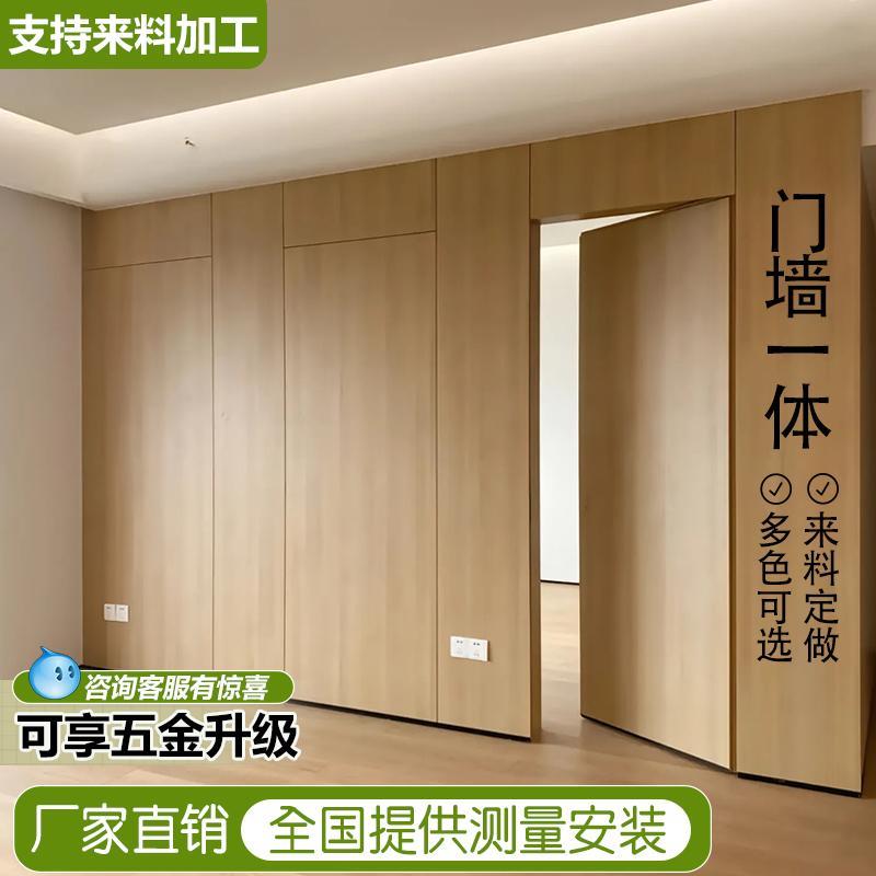 极简隐框门涂料刷漆门极窄铝木门无框隐形门暗门客厅背景门墙一体 - 图1