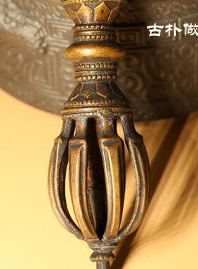 尼泊尔藏式五股金刚杵复古做旧大号金刚杵宝杵降魔杵铜手工摆件