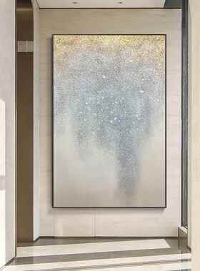 网红手绘油关画北欧轻抽奢装画饰现代金箔挂画玄画象艺术壁巨幅大