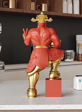 新款肌肉招财财神爷摆件客厅办公室礼物前台招财装饰品开业乔迁