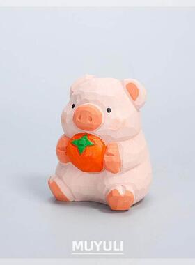 手工木雕小猪丨诸事顺利解压办公室工位电脑桌面摆件创意装饰可爱