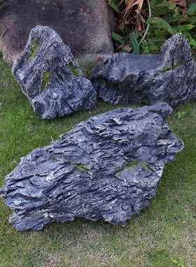 仿VKQ装真黑山石假户山石头外庭院造景饰软室内装大商场橱窗布置