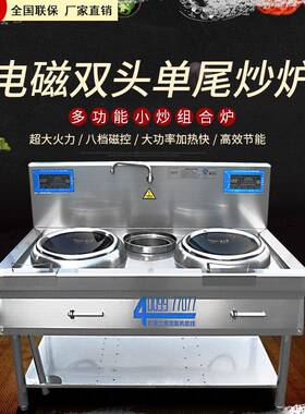 多功能电尾磁炉ZBS-HD40 商用酒店房抛炒炉 磁双头小炒电厨炉 灶