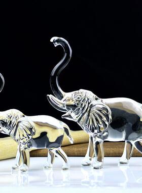 招财风水大象汽车摆件吉祥如意玄关西双版纳水晶琉璃大象彷真动物