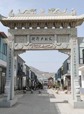牌石雕牌楼坊口景区园林标志牌坊山门古石建筑门P-04楼石牌村楼