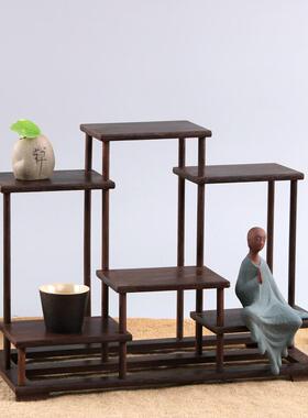 鸡翅木小博古架多宝阁古董架子客厅置物架茶具茶壶架榫卯实木中式