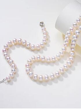 母亲节淡水珍珠8-9mm近正圆微瑕项链两件套项链手链套装送妈妈