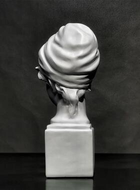 围巾少女彷石膏像人物头像素描写生教具静物装饰雕塑欧式模型摆件