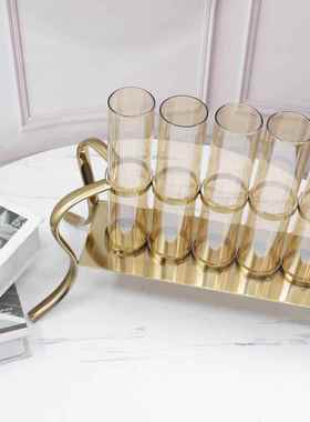 美式轻奢玻璃花瓶摆件透明客厅创意家居干花插花电视柜装饰品摆设