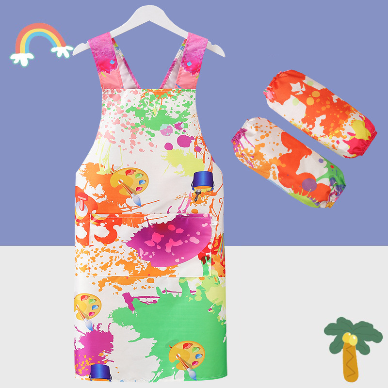 Kindergarten middle and large children's waterproof apron apron coveralls