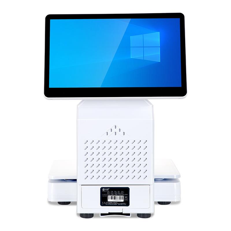 Ai recognition weighing cash register supermarket dual-screen touch cash register all-in-one fruit shop fresh food scale cash register system