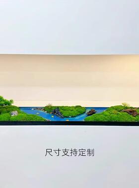 长条微景观带框长桌摆件会议桌永生苔藓石装饰新中式玄关干景