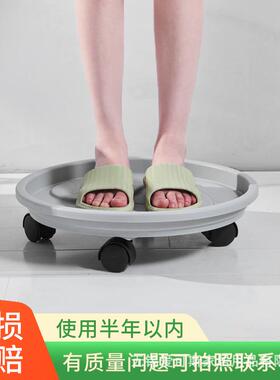 新款直销中式简约圆形移动万向轮树脂托盘花盆底座托架塑料园艺托
