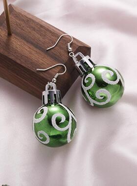 2psChristmas glitter snowflake resin star light bulb ear耳环
