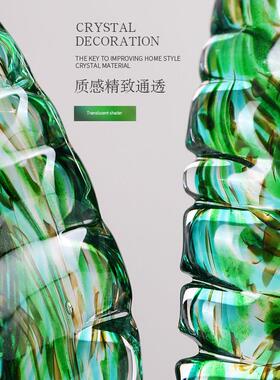 轻奢高档摆件高端艺术高级树叶电视柜玄关客厅入户玻璃工艺装饰品