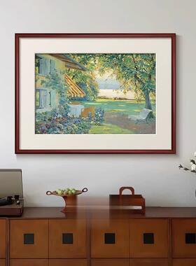 《艺术家花园》轻法式绿色风景客厅装饰画中古风春天卧室床头挂画