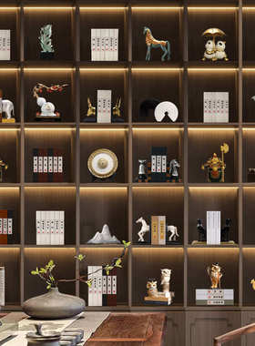 新中式办公室招财摆件家居客厅酒柜装饰品博古架玄关电视柜摆设