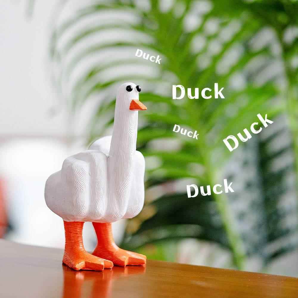 "duck you"竖中指鸭 创意树脂桌面搞怪摆件 送朋友同学 - 图0