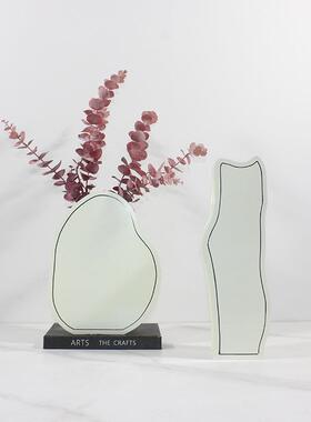 北欧轻奢立体几何花器创意金属插花家居酒店桌面花瓶样板间装饰品