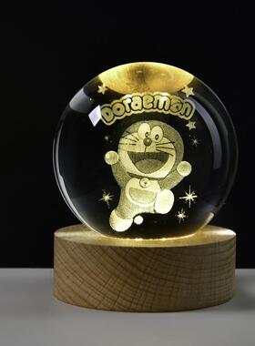 厂家直销创意水晶球刻logo内雕图案装饰生日礼品白水晶球摆件