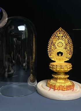 莲花家用观音菩萨佛像底座金色加高背光佛光莲花底座摆件