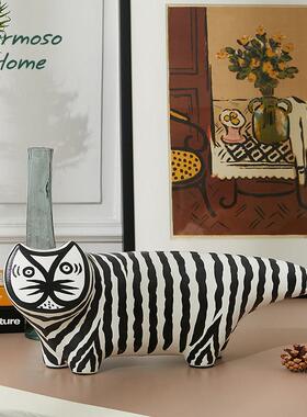 HERMOSO 长尾猫咪陶瓷摆饰电视柜装饰办公室客厅酒柜乔迁新居中古