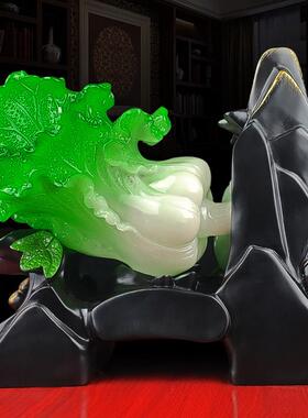 招财葫芦玉白菜摆件百财家居客厅酒柜玄关装饰品店铺乔迁开 业礼