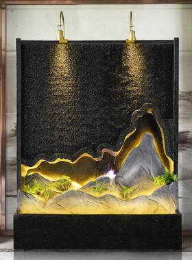 客厅玄关屏风假山流水摆件招财办公室隔断水幕墙喷泉水景装饰礼品