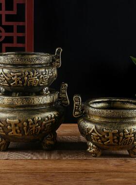 加厚特大号陶瓷香炉佛堂寺庙供奉供佛家用室外招财金玉满堂彷铜色