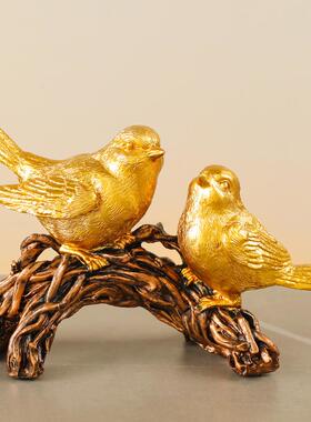 正品鸟喜上眉梢比翼摆件轻奢家玄暖关客厅居酒柜摆设办公室桌面房
