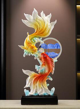 家居客厅流沙画年有余招财锦鲤装鱼摆玄关酒58585886柜件电视柜饰