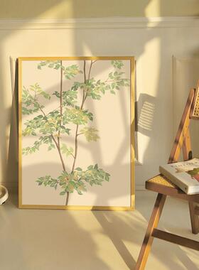 北欧极简原木风绿植简约清新装饰画卧室床头画玄关沙发背景墙挂画