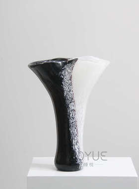 创意轻奢黑白拼接气泡水墨琉璃花瓶器样板房民宿客厅餐桌花艺摆件
