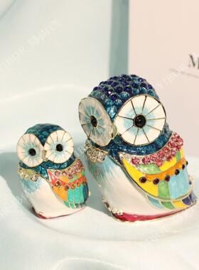 金属珐琅彩景区热卖的工艺品创意家居装饰小摆件猫头鹰小礼品