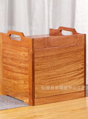 缅甸花梨茶饼茶叶五抽普洱茶盒中式红木收纳盒实木茶具收纳柜台盒